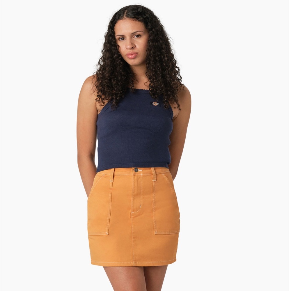 Dickies Women's Rib Knit Cropped Tank Top - Ink Navy- size XS